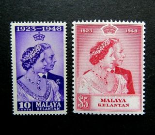 1948 Malaya Kelantan - Kgvi Royal Silver Wedding Stamps - Sg 55 & 56 - Mnh