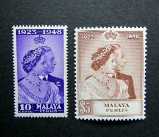 1948 Malaya Perlis - Kgvi Royal Silver Wedding Stamps - Sg 1 & 2 - Mnh