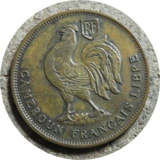 Elf French Cameroon Cameroun Libre 1 Franc 1943 Sa Rooster World War Ii