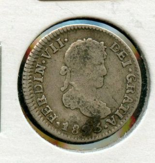 Bolivia Spain Colonial 1/2 Real Km 90 1823pj Potosi Unholed Silver Coin