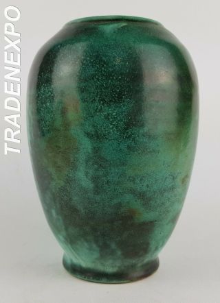 Vintage 1960 - 70s Studio Art Pottery Green Vase West German Pottery Fat Lava