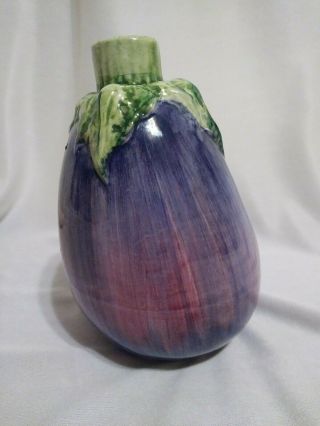 Nos Vintage Vietri Majolica Style Purple Eggplant Bud Vase 6988 Made In Italy