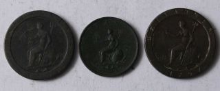 Uk (great Britain) George Iii 3x Ae Penny 1797 1/2 Penny 1799
