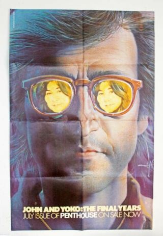 Orig.  1983 " John & Yoko Lennon: The Final Years Penthouse Large Promo Poster