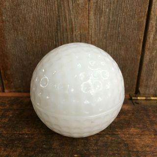 Vtg Anchor Hocking Milk Glass Golf Ball Trinket Box Usa Made 3 5/16 "