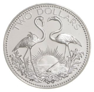 Silver - World Coin 1976 The Bahamas 2 Dollars World Silver Coin 31 Grams 110