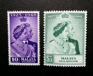 1948 Malaya Selangor - Kgvi Royal Silver Wedding Stamps - Sg 88 & 89 - Mnh