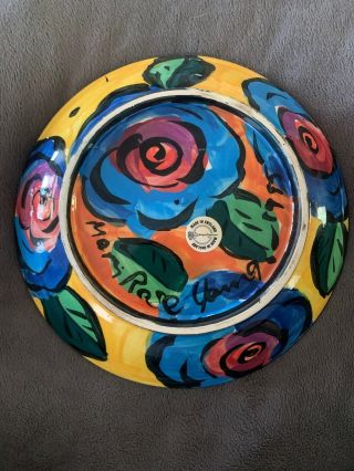 MARY ROSE YOUNG 1995 ART STUDIO - HAND CRAFTED POTTERY - ROSE PLATE 7 3/4” Signed 2