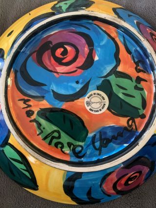 MARY ROSE YOUNG 1995 ART STUDIO - HAND CRAFTED POTTERY - ROSE PLATE 7 3/4” Signed 3
