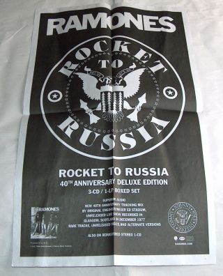 The Ramones 23 " X 14 " 40th Anniversary Rocket To Russia Cd Lp Promo Music Poster