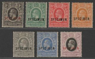 East Africa And Uganda 1921 Kgv Specimen Overprint Set To 50c Sg65s - 71s