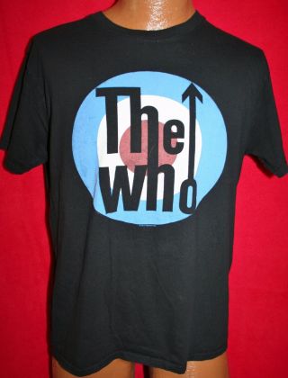 The Who Bullseye Logo Black T - Shirt M Classic Rock Pete Townshend Keith Moon Mod