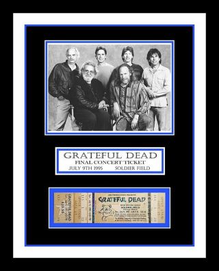 1995 Grateful Dead Final Concert Ticket & 11x14 Photo Display Ready To Frame