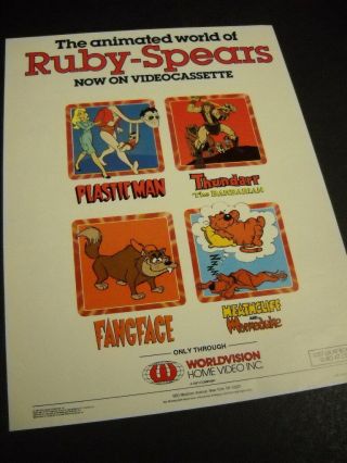 Ruby - Spears 1984 Promo Ad Plastic Man Fangface Heathcliff & Marmaduke Thundarr
