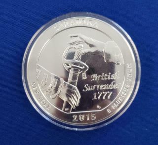 2015 - Us 5 Ozt.  999 Silver Atb " Saratoga " 25c Bu,  In Capsule L5526