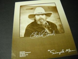 Charlie Daniels Is A Simple Man Vintage Promo Poster Ad