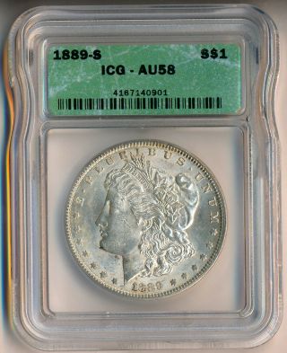 1889 - S Morgan Silver Dollar Icg Au 58