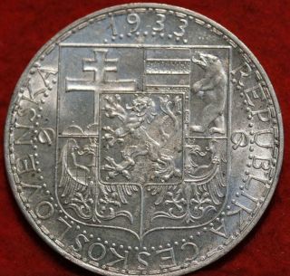 1933 Czechoslovakia 20 Korun Silver Foreign Coin