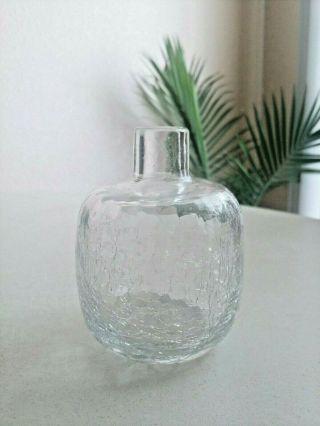 Mid Century Blenko Clear Crackle Glass Joel Myers 6424 Vase/candle Holder