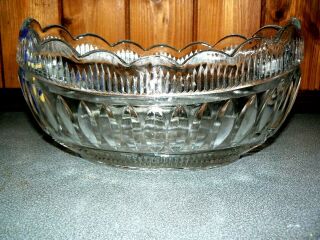 Bagley? clear fluted Boat Pressed Deco Art Glass studio Fruit bowl 2