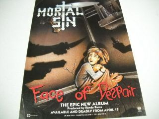Mortal Sin Vintage Uk Mag Full Pg.  Frameable Poster Advt Face Of Deceit