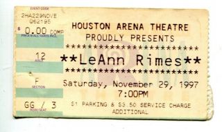 Leann Rimes Concert Ticket 11/29/1997 Houston Arena Theatre 55746