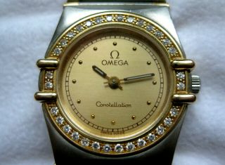 32 Diamond 2011 Omega Constellation Wrist Watch 18kt Gold/steel Ladies Box Paper