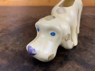 Vintage Shawnee Pottery Ceramic Sniffing Tan Hound Dog Planter 3