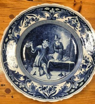 Vintage 14 Inch Blue & White Delft Charger