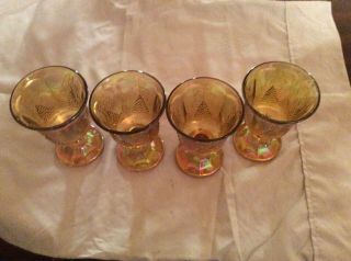 Set Of 4 Mid Century Indiana Glass Harvest Carnival Marigold Goblets