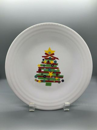 Fiesta Christmas Craft White Luncheon Plate | Fiestaware Lunch Tree Button Quilt