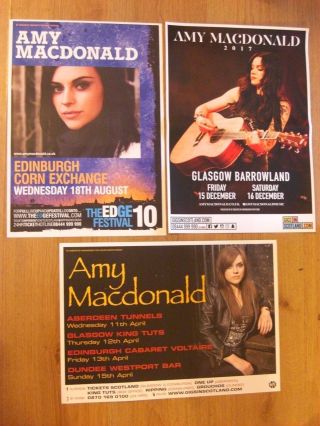Amy Macdonald Live Music Memorabilia - Scottish Tour Concert Gig Posters X 3