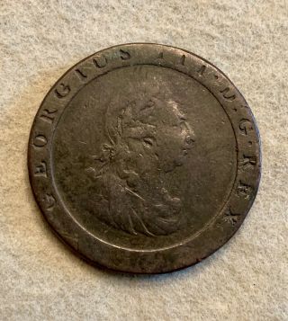 Fine 1797 Great Britain Penny Cartwheel George Twopence Britannia Old Big Coin