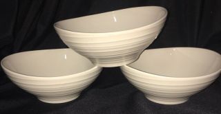 Mikasa Swirl Cream Stoneware Cereal Soup Pasta Bowl Set Of 3 Bowls