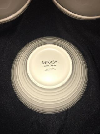 Mikasa Swirl Cream Stoneware Cereal Soup Pasta Bowl Set of 3 Bowls 3
