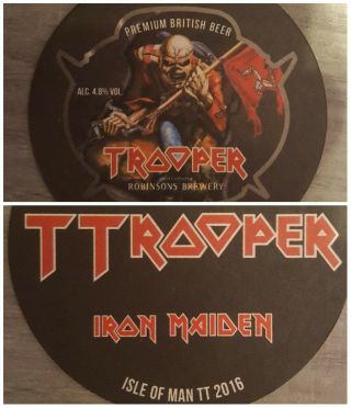 Iron Maiden Trooper Beer Tt Bar Mat.  Isle Of Man Tt Races.  Hicky 666 Rare.