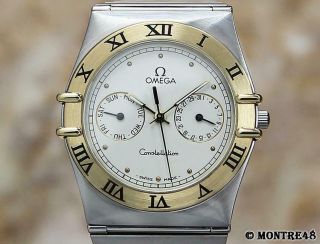 Omega Constellation Calendar Men 18k Solid Gold Ss Swiss Made Watch C.  2000 D36
