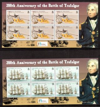 Cayman Islands 2005 Battle Of Trafalgar 3 X Mnh Mini Sheets Ws14610