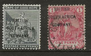Rhodesia Sg 58/9 1896 Cape Of Good Hope Overprints Fine 1d Fine