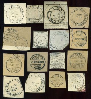 Gold Coast 1919 - 1950 Lot X16 T.  P.  O.  Cancels On Pieces