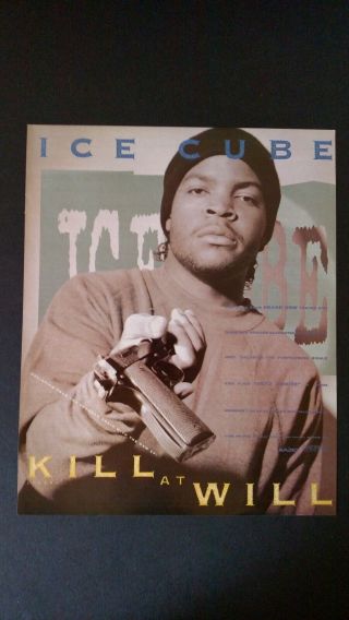 Ice Cube.  Kill At Will 1990 Poster Promo Ad