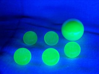 6 Ultraviolet Uv Vaseline Uranium Glass 5 - 9/16 & 1 Shooter Marbles ( (id190877