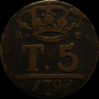 Naples Sicily Italian States 5 Tornesi 1798 Copper World Coin Itlay Kingdom