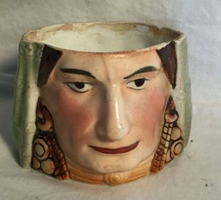 Vintage Miniature Indian Native American Head Ceramic Pottery Planter Cup 2 3/4 "
