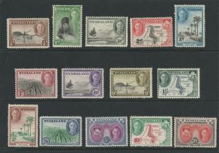 Nyasaland George Vi 1945 Definitive Set X14 Complete Mnh Sg 144 - 157
