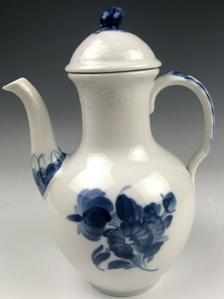 Signed Royal Copenhagen Denmark Blue Flowers 8189 Porcelain Coffee Tea Pot Grs