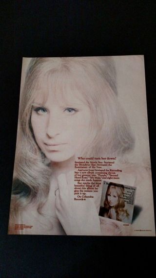 Barbra Streisand Greatest Hits (1970) Rare Print Promo Poster Ad