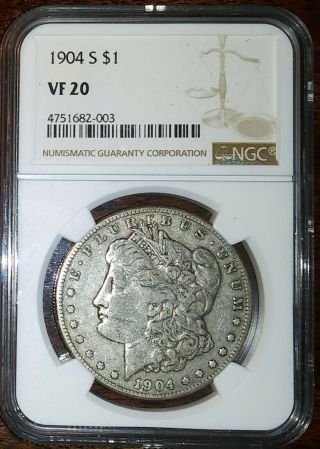 1904 - S Morgan Dollar Silver $1 Vf 30 Ngc 4751682 - 003