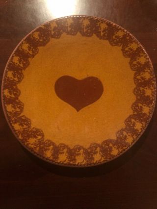 Vintage Redware Ned Foltz Heart Plate 9 1/2” Signed C.  N.  Foltz 1984