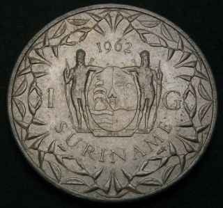 Suriname 1 Gulden 1962 (u) - Silver - Juliana - Vf/xf - 3763